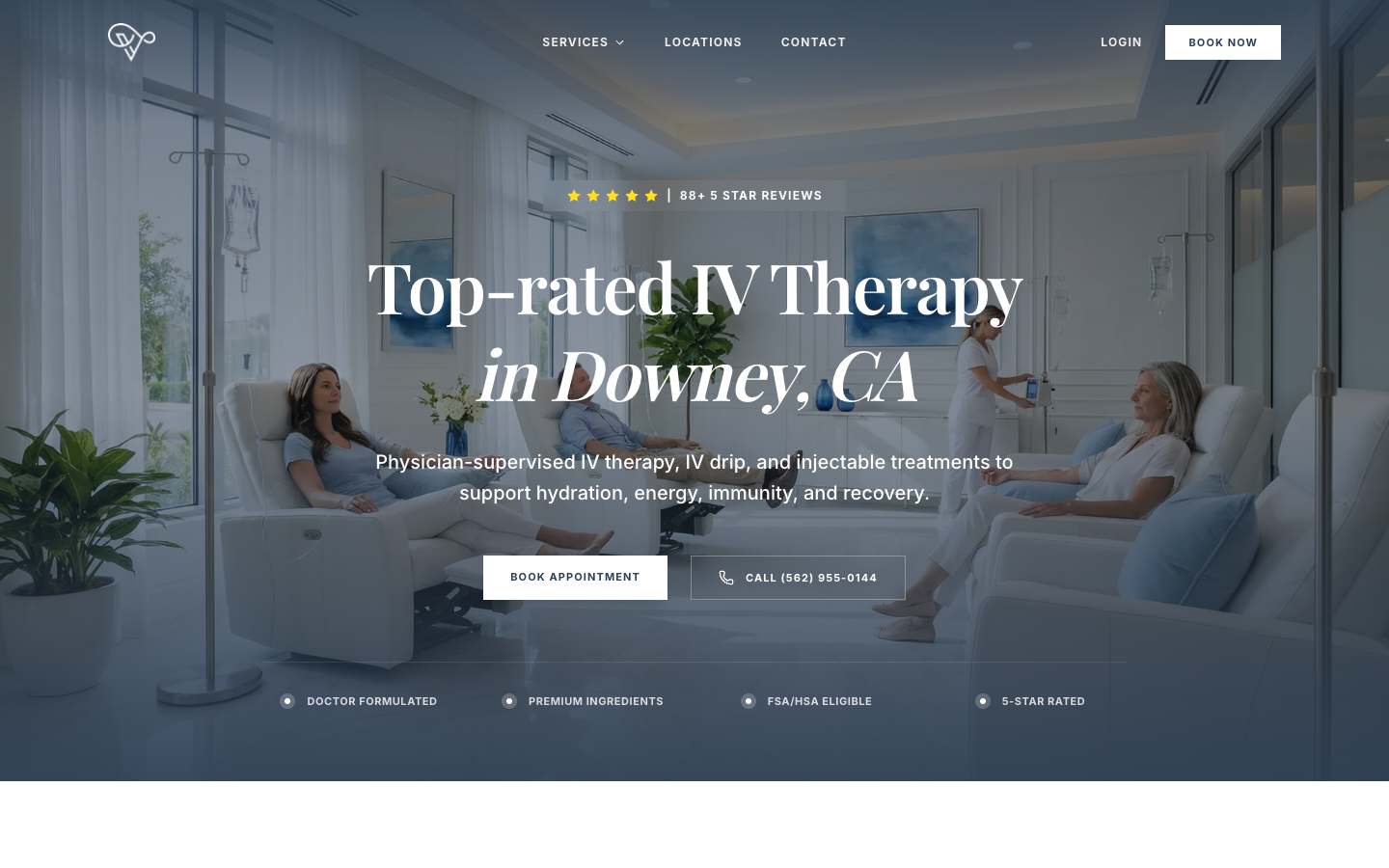 Vitality IV Drip website homepage