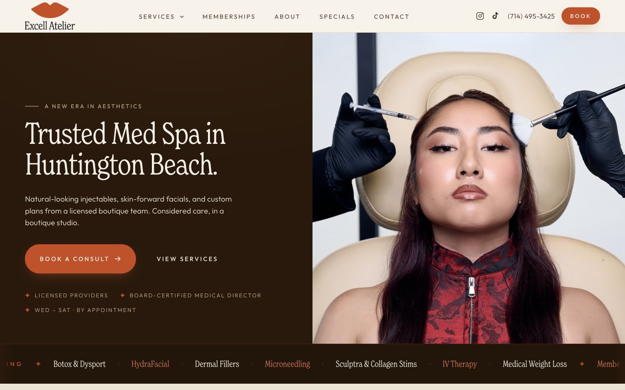 Excell Atelier website design